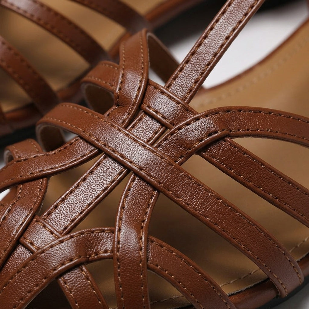 Damen Sandalen aus Gewebtem Leder mit Blockabsatz Jully