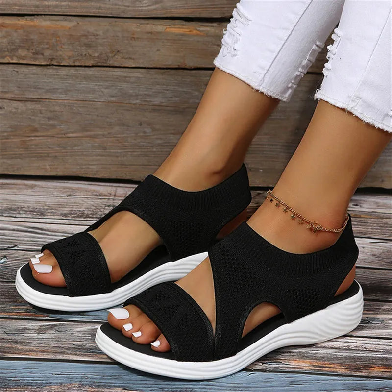 Damen Sandalen aus Netzgewebe mit Offener Zehe Jully