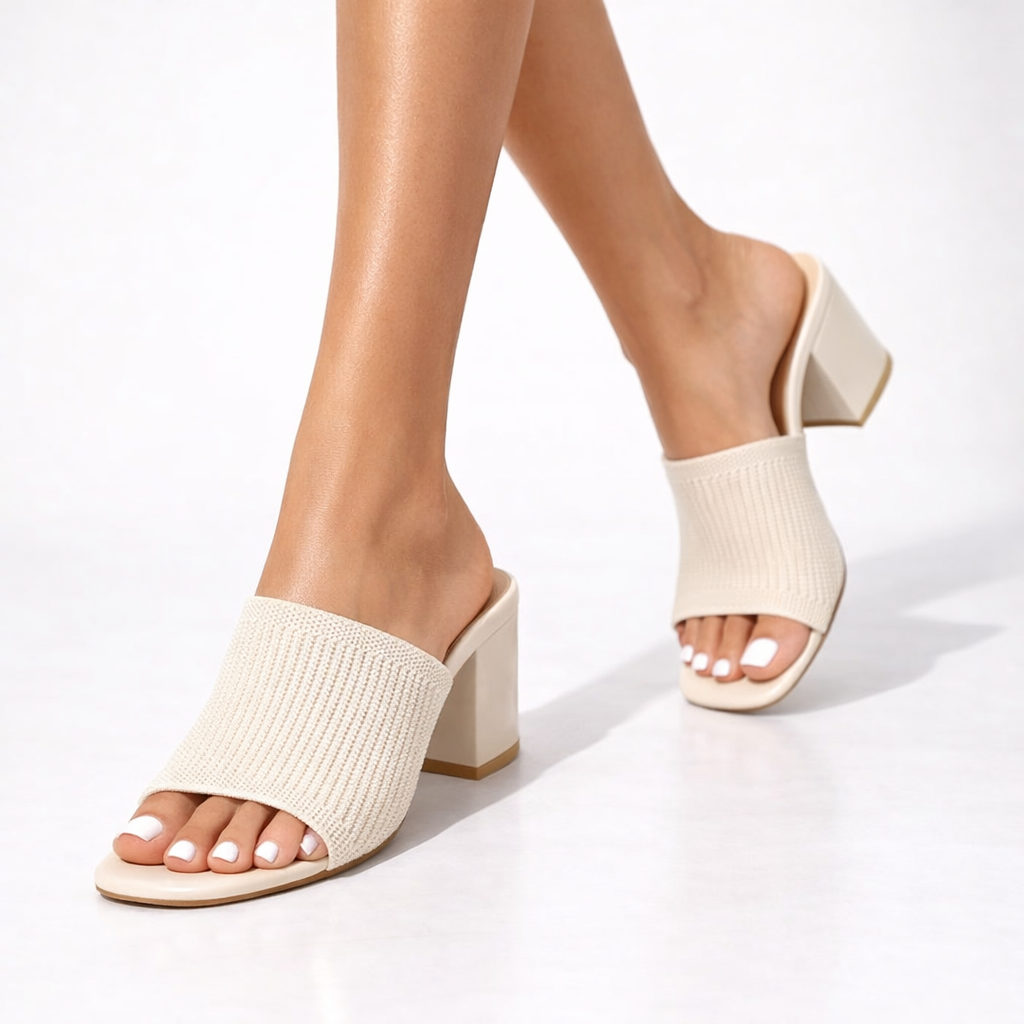 Damen Sandalen mit Blockabsatz aus Baumwolle Jully