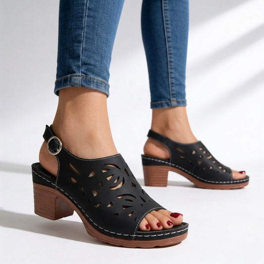Damen Sandalen mit Blockabsatz und verstellbarem Riemen Jully