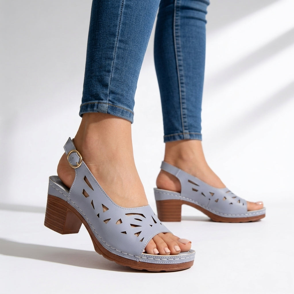 Damen Sandalen mit Blockabsatz und verstellbarem Riemen Jully