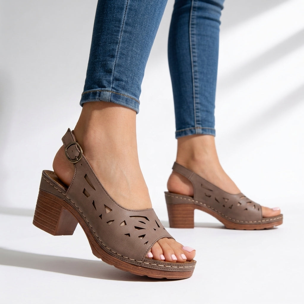 Damen Sandalen mit Blockabsatz und verstellbarem Riemen Jully