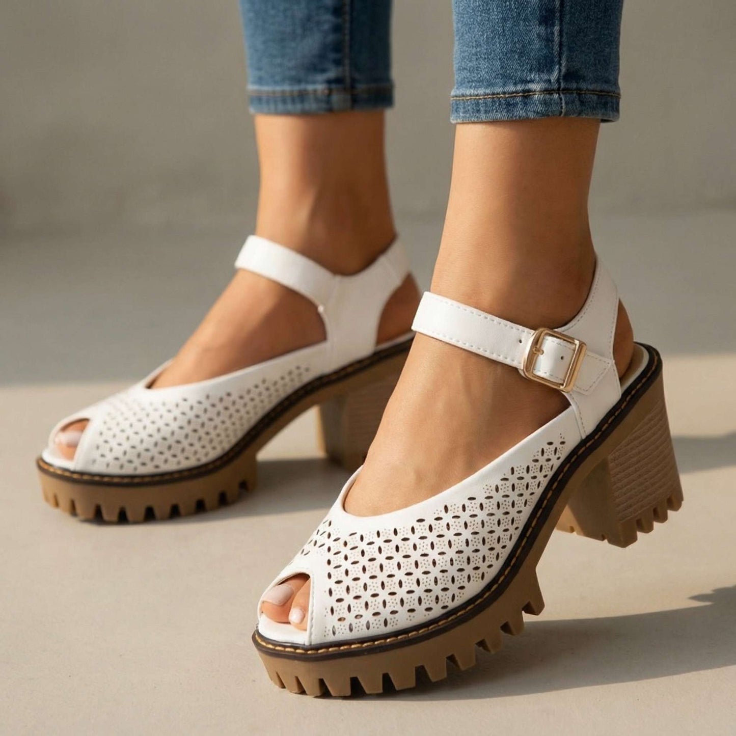 Damen Sandalen mit Blumenmuster und gepolsterter Innensohle Jully