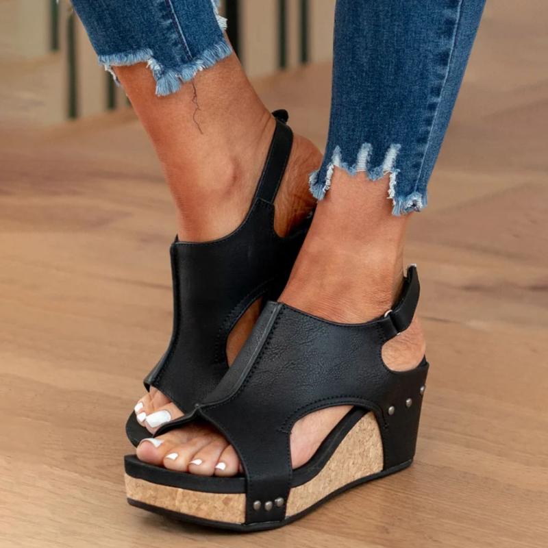 Damen Sandalen mit Keilabsatz in Vintage-Optik Jully