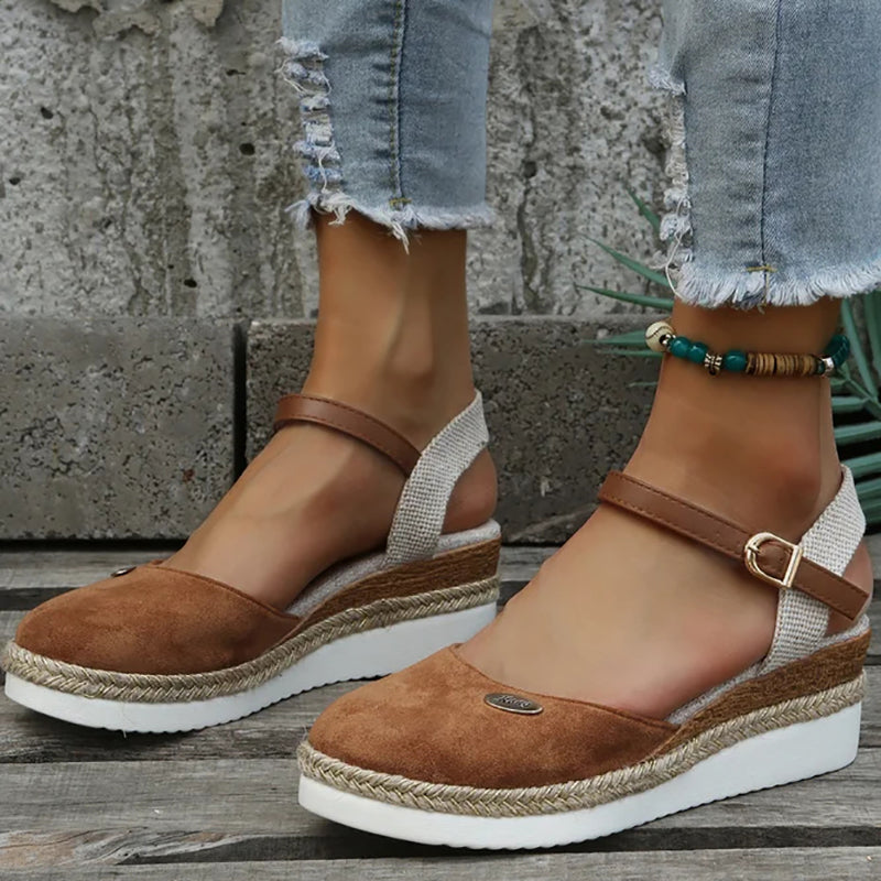 Damen Sandalen mit Keilabsatz in Vintage-Optik Jully