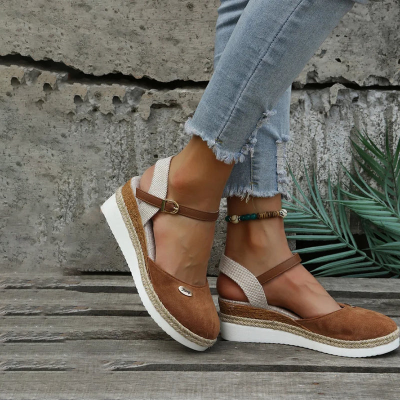 Damen Sandalen mit Keilabsatz in Vintage-Optik Jully