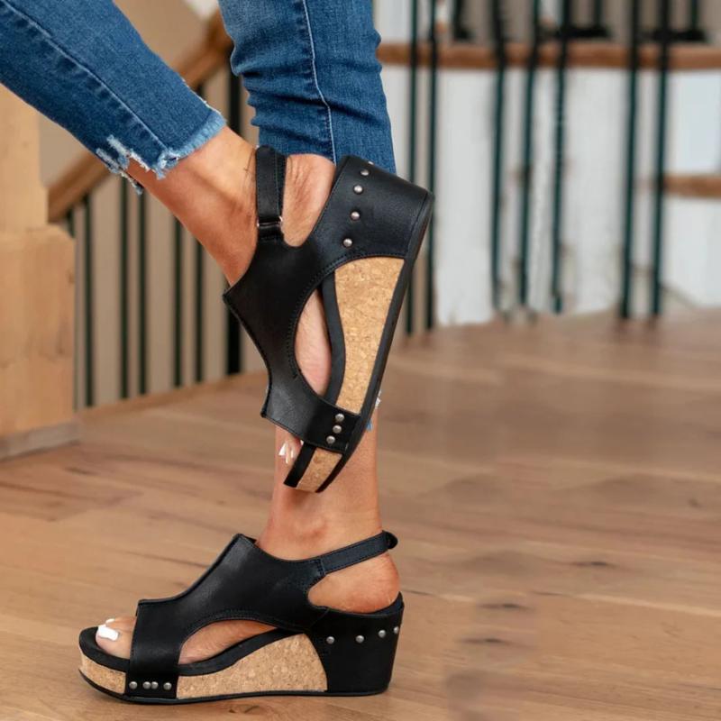 Damen Sandalen mit Keilabsatz in Vintage-Optik Jully