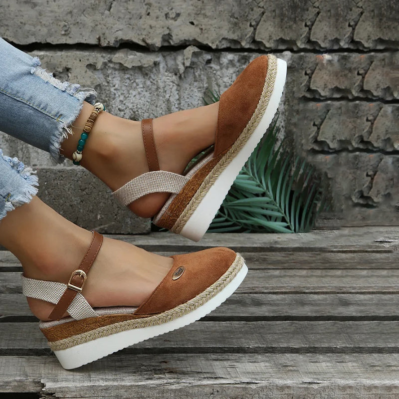 Damen Sandalen mit Keilabsatz in Vintage-Optik Jully