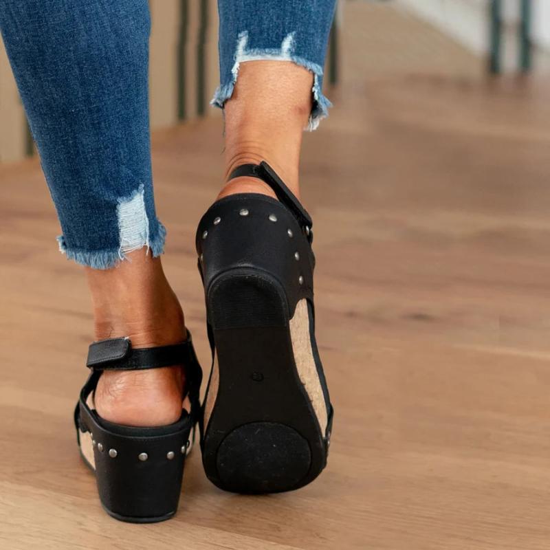 Damen Sandalen mit Keilabsatz in Vintage-Optik Jully
