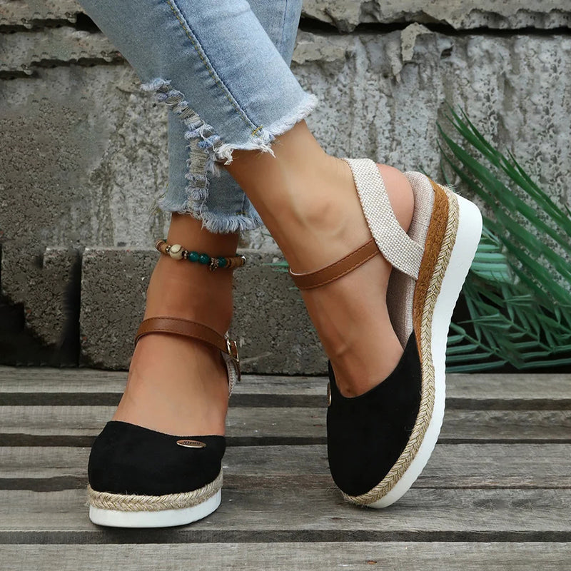 Damen Sandalen mit Keilabsatz in Vintage-Optik Jully