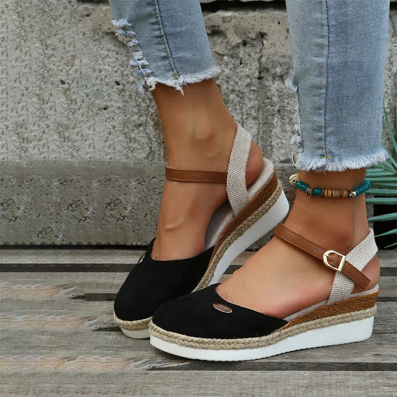 Damen Sandalen mit Keilabsatz in Vintage-Optik Jully