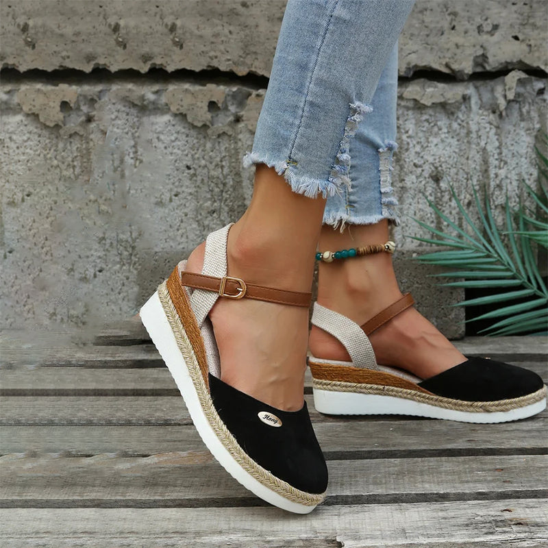 Damen Sandalen mit Keilabsatz in Vintage-Optik Jully