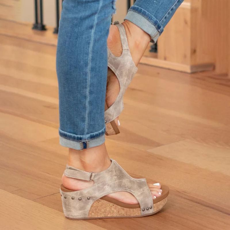 Damen Sandalen mit Keilabsatz in Vintage-Optik Jully