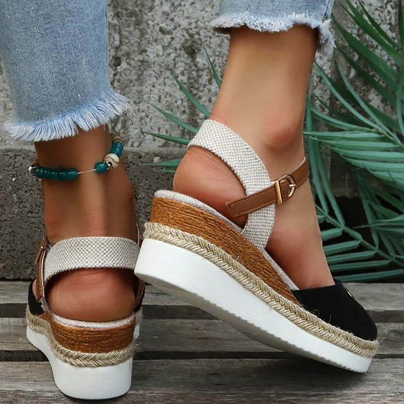 Damen Sandalen mit Keilabsatz in Vintage-Optik Jully