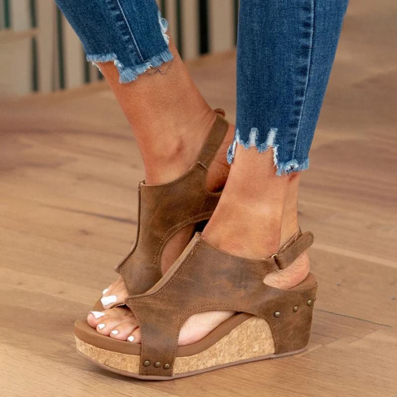 Damen Sandalen mit Keilabsatz in Vintage-Optik Jully
