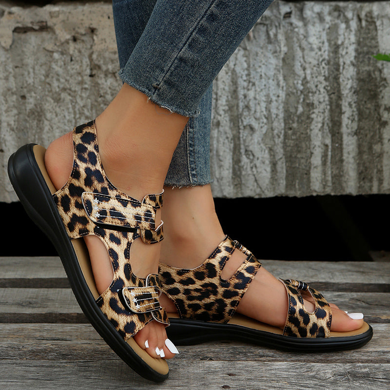 Damen Sandalen mit Klettverschluss aus PU-Leder Jully