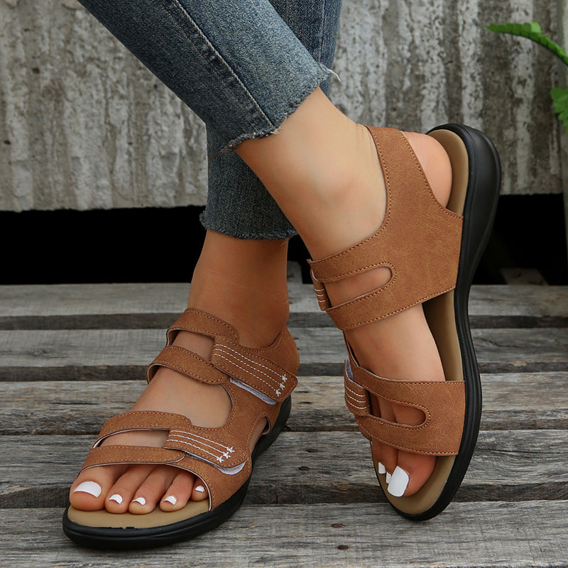 Damen Sandalen mit Klettverschluss aus PU-Leder Jully