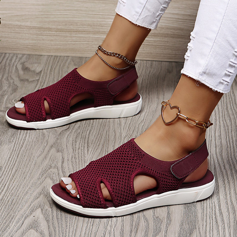Damen Sandalen mit Klettverschluss und atmungsaktivem Netz Jully