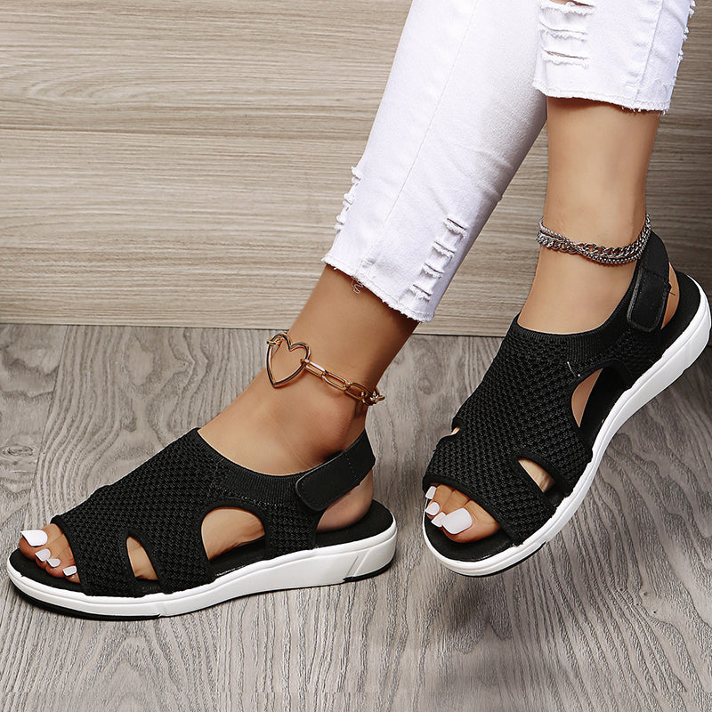 Damen Sandalen mit Klettverschluss und atmungsaktivem Netz Jully