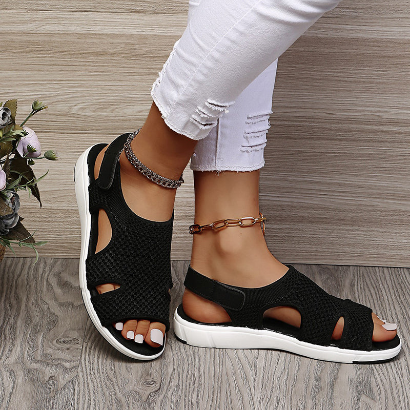 Damen Sandalen mit Klettverschluss und atmungsaktivem Netz Jully
