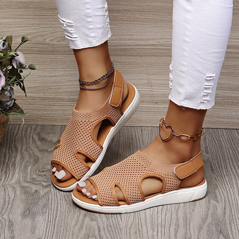 Damen Sandalen mit Klettverschluss und atmungsaktivem Netz Jully