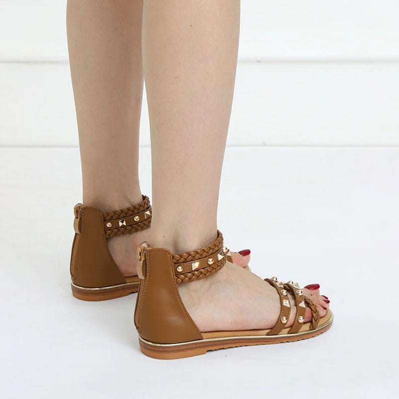Damen Sandalen mit Perlenstickereien aus PU Jully