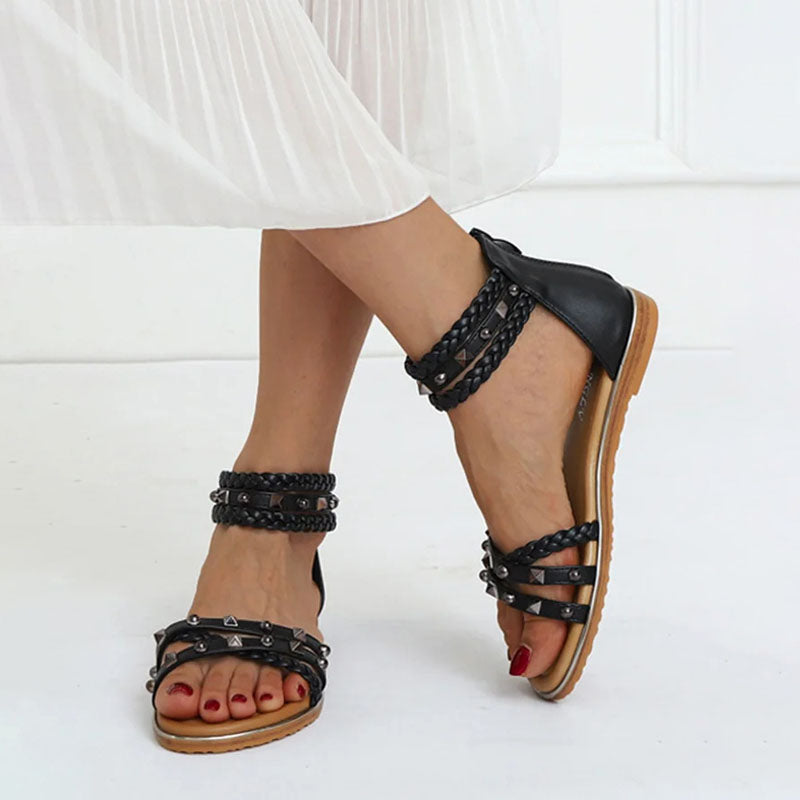 Damen Sandalen mit Perlenstickereien aus PU Jully