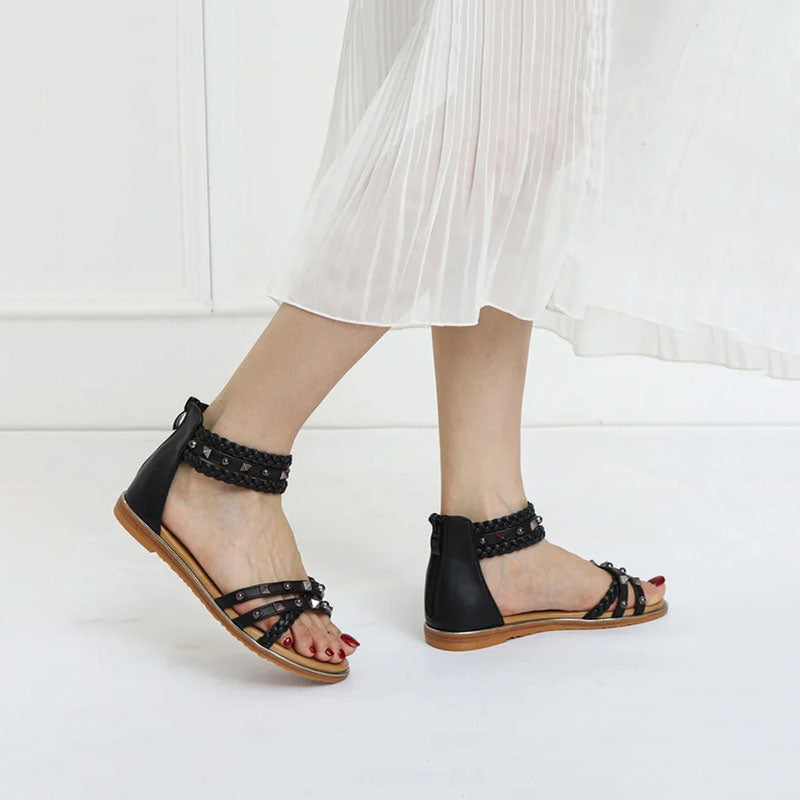 Damen Sandalen mit Perlenstickereien aus PU Jully