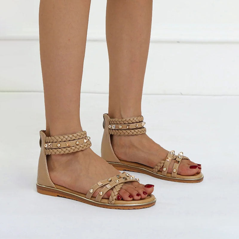 Damen Sandalen mit Perlenstickereien aus PU Jully