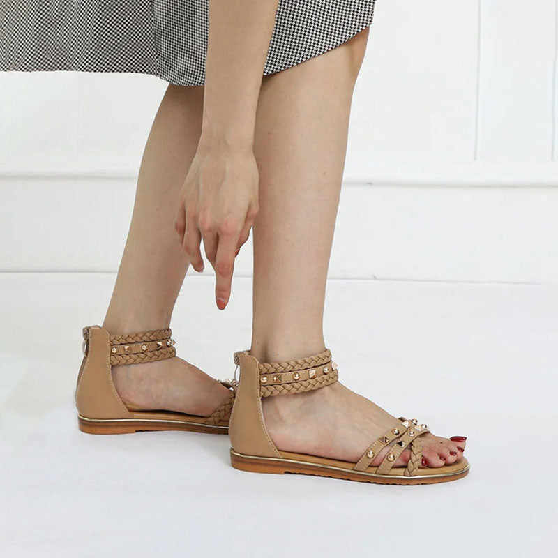 Damen Sandalen mit Perlenstickereien aus PU Jully