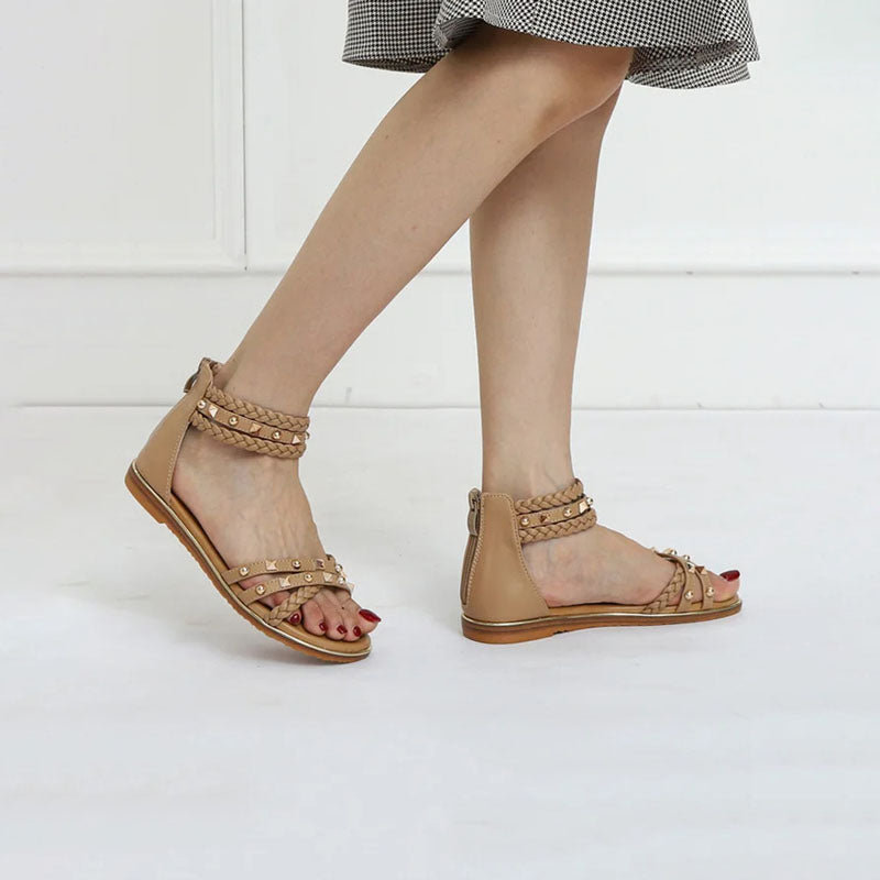 Damen Sandalen mit Perlenstickereien aus PU Jully