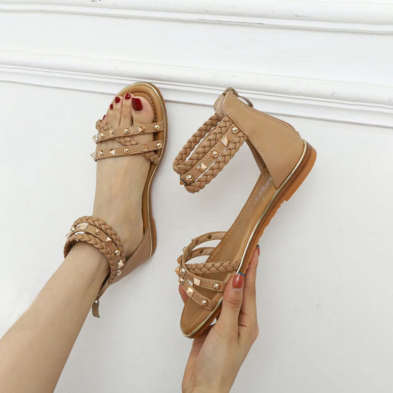 Damen Sandalen mit Perlenstickereien aus PU Jully