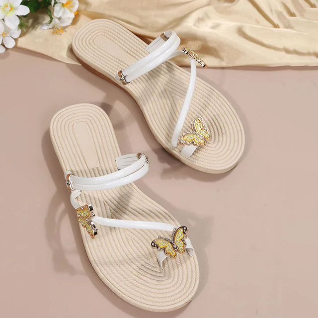 Damen Sandalen mit Schmetterlingsmotiven aus PU Jully