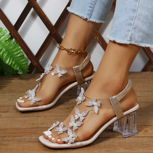 Damen Sandalen mit Schmetterlingsverzierung Jully