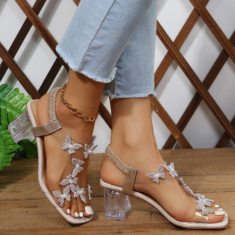 Damen Sandalen mit Schmetterlingsverzierung Jully