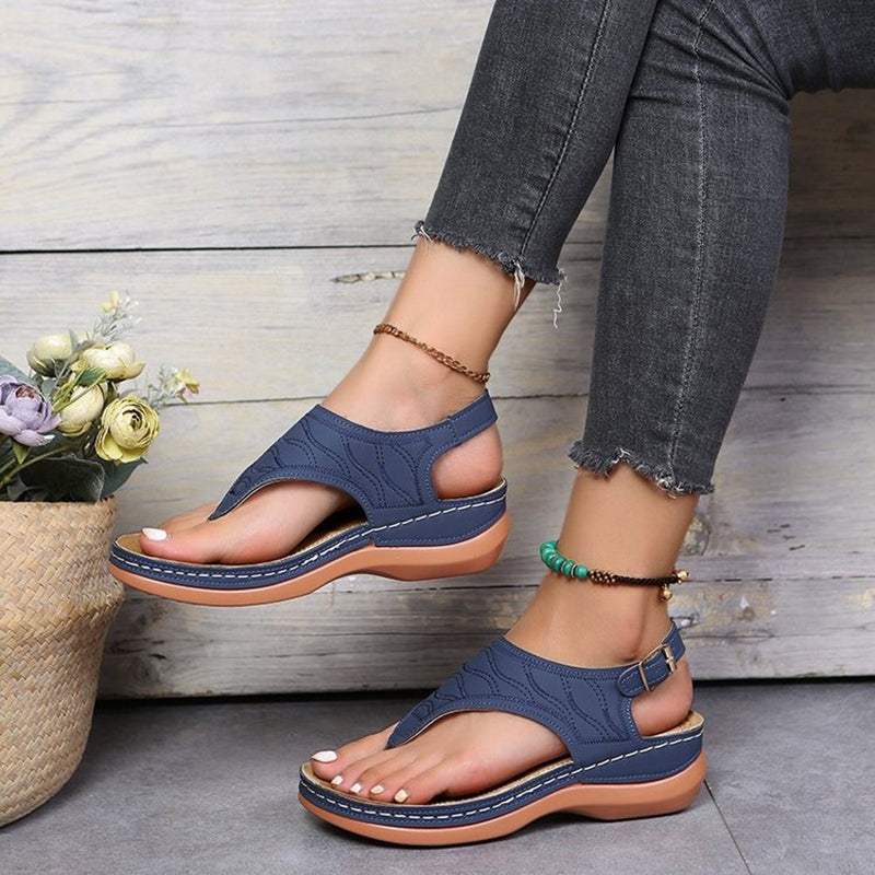 Damen Sandalen mit Schnallenriemen aus PU Jully