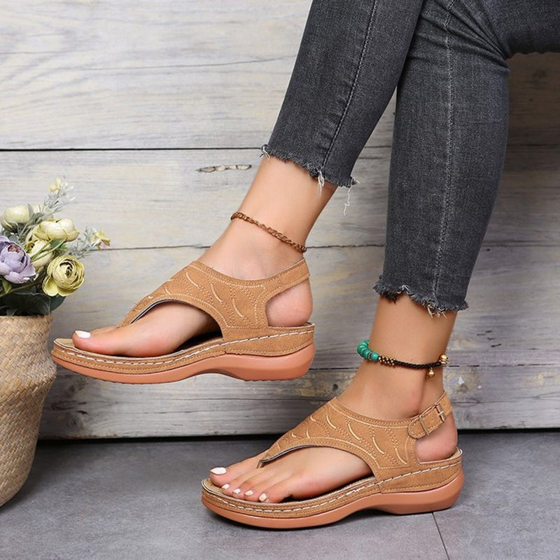 Damen Sandalen mit Schnallenriemen aus PU Jully