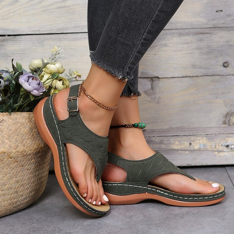 Damen Sandalen mit Schnallenriemen aus PU Jully