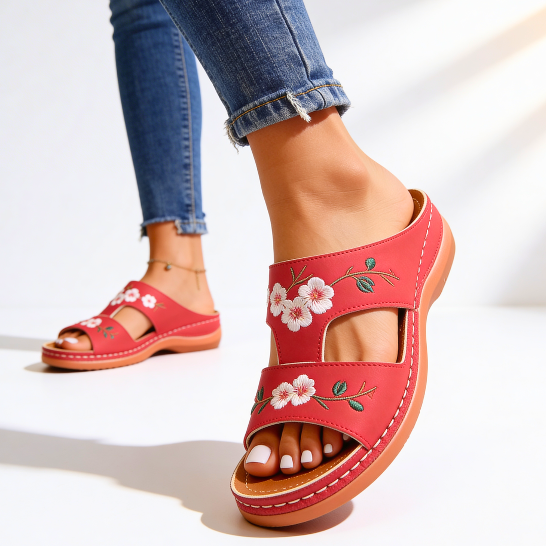 Damen Sandalen mit floraler Stickerei Jully
