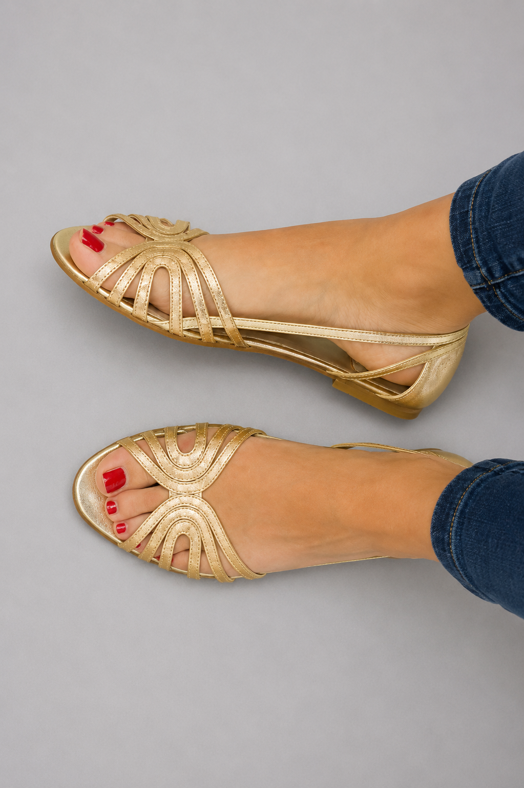Damen Sandalen mit goldenen Riemen Jully