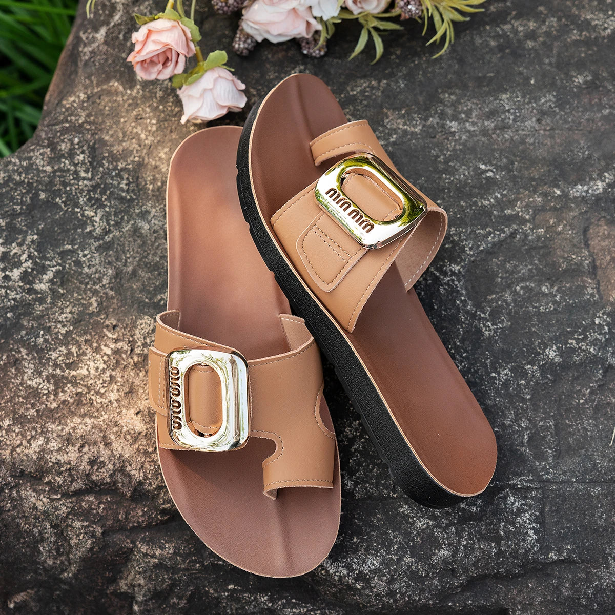 Damen Sandalen mit goldener Schnalle Jully