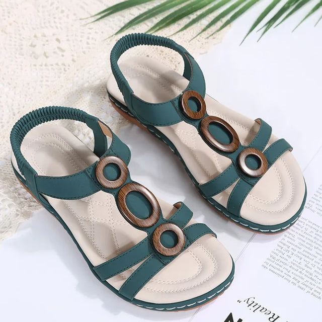Damen Sandalen mit runder Zehe und niedrigem Absatz Jully