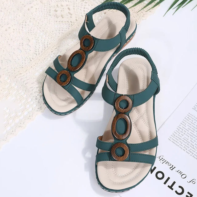 Damen Sandalen mit runder Zehe und niedrigem Absatz Jully