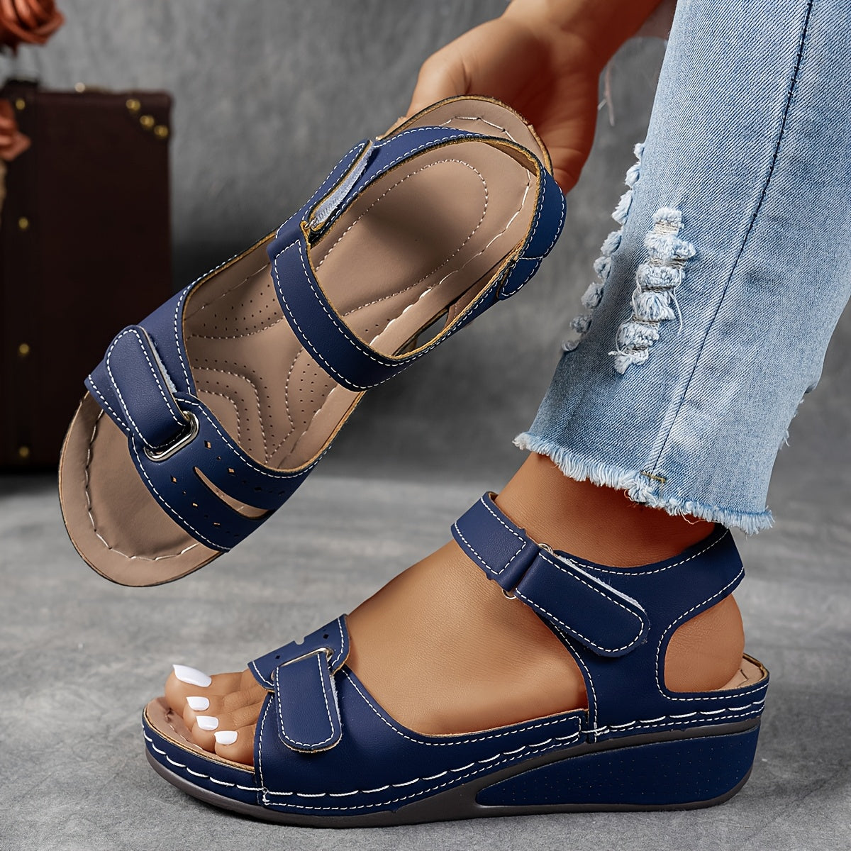 Damen Sandalen mit verstellbarem Klettverschluss Jully