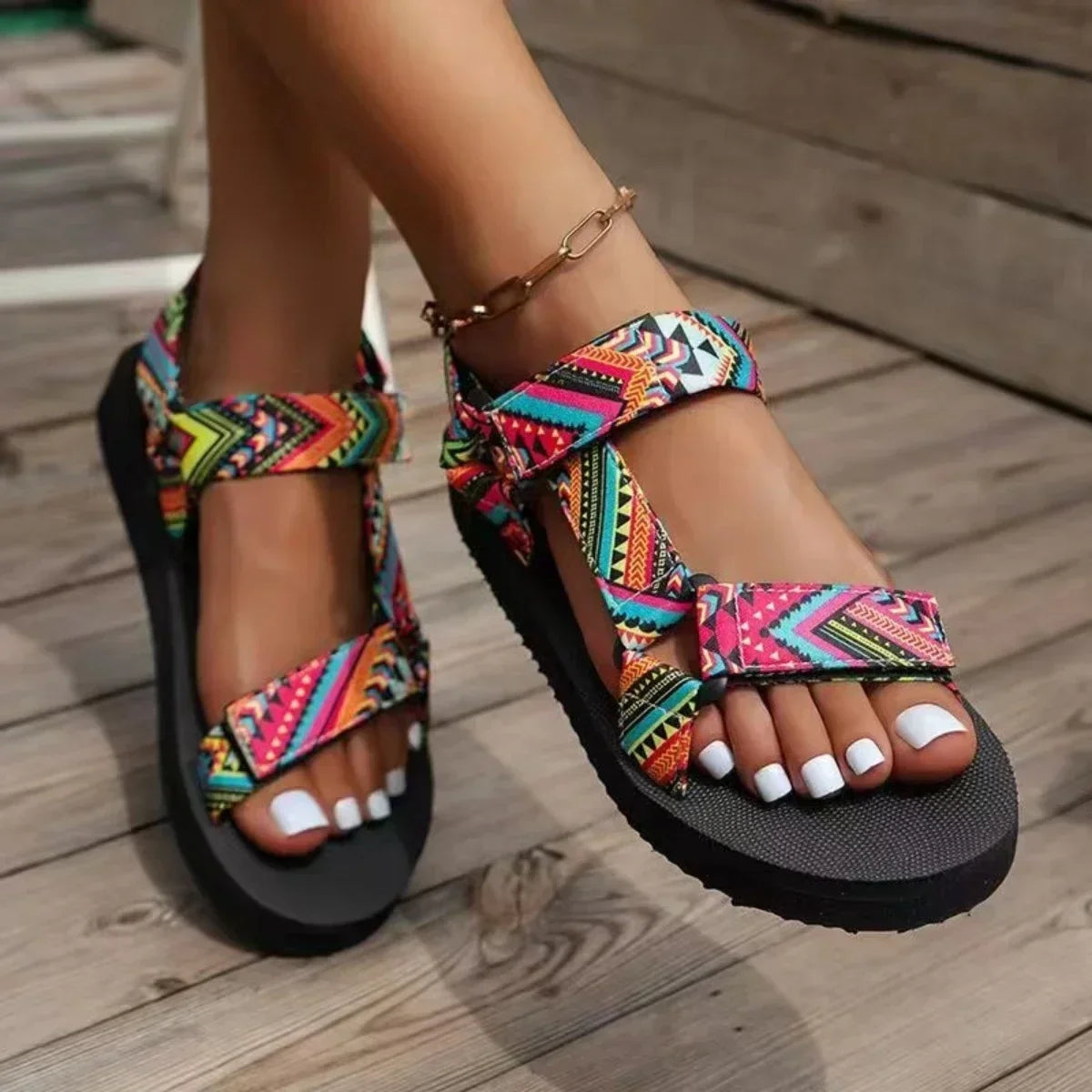Damen Sandalen mit verstellbarem Knöchelriemen Jully