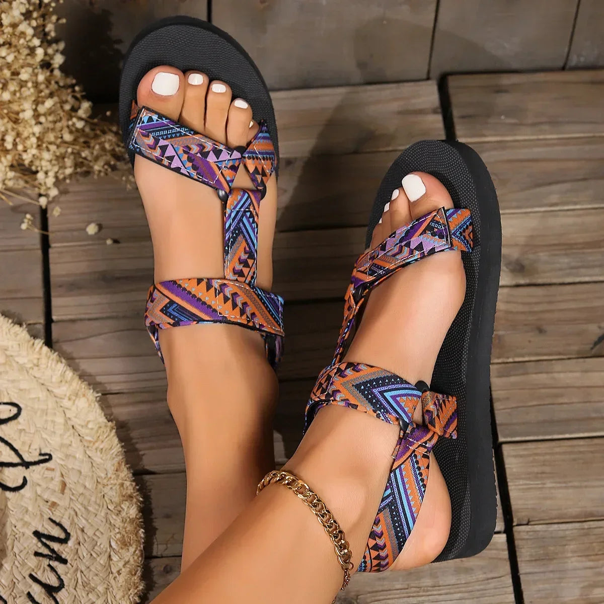 Damen Sandalen mit verstellbarem Knöchelriemen Jully