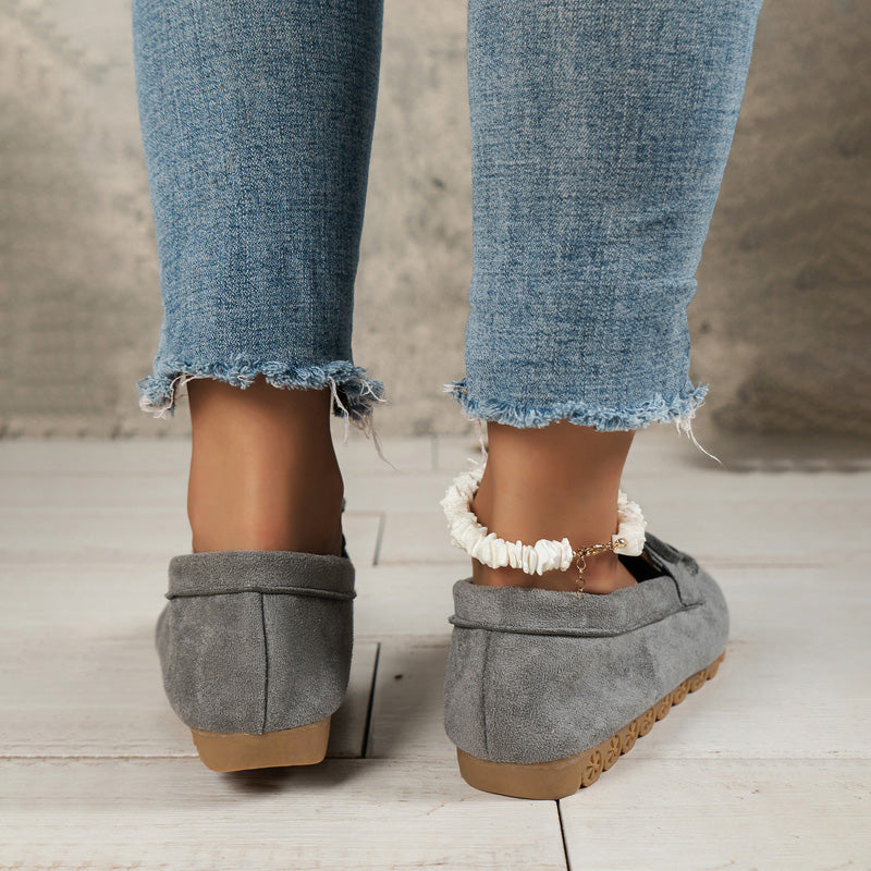 Damen Schlupfschuhe aus Segeltuch mit flachem Absatz Jully