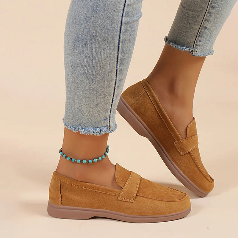 Damen Schlupfschuhe aus Wildleder mit runder Zehe Jully