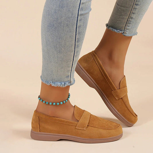 Damen Schlupfschuhe aus Wildleder mit runder Zehe Jully