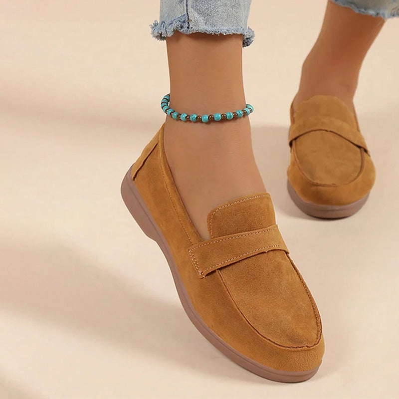 Damen Schlupfschuhe aus Wildleder mit runder Zehe Jully